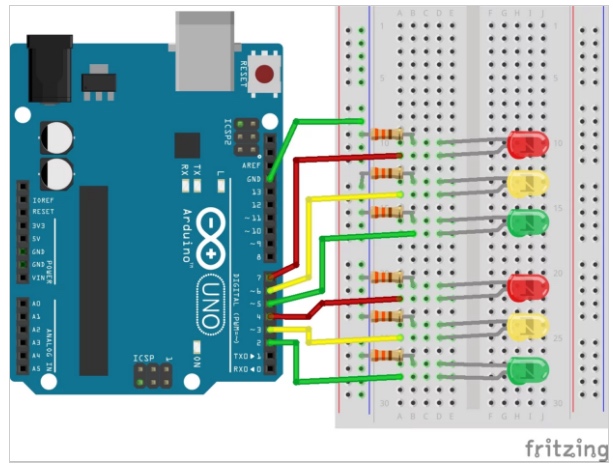 Arduino Traffic Light Wiring Diagram